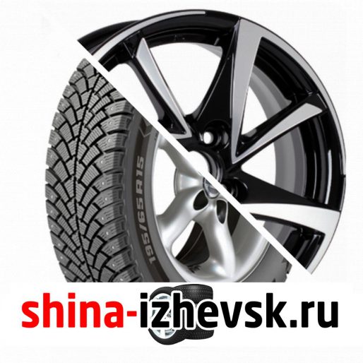 Колесо в сборе BF Goodrich G Force Stud 215/65 R16 Q 102 + КиК Игуана 6.5xR16 4×100 ET40 DIA67.1 Черный глянцевый с полированными элементами лицевой поверхности в Ижевске